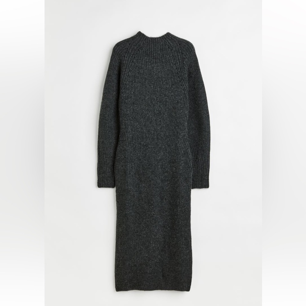 H&M dark gray chunky rib knit midi dress xs